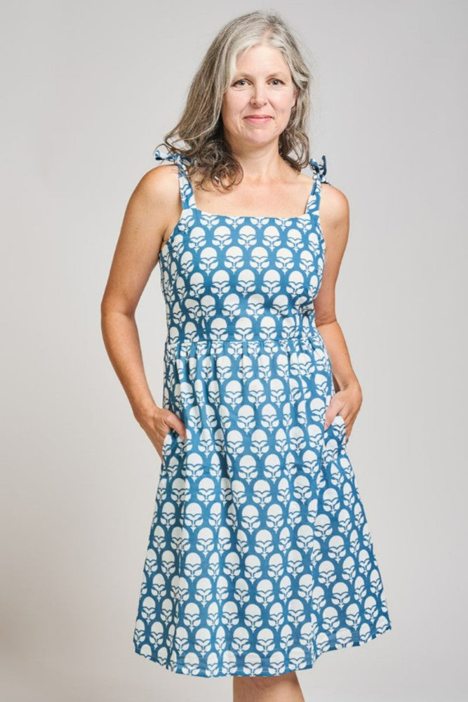 Mata Traders Provence Midi Dress in Marigold Blue