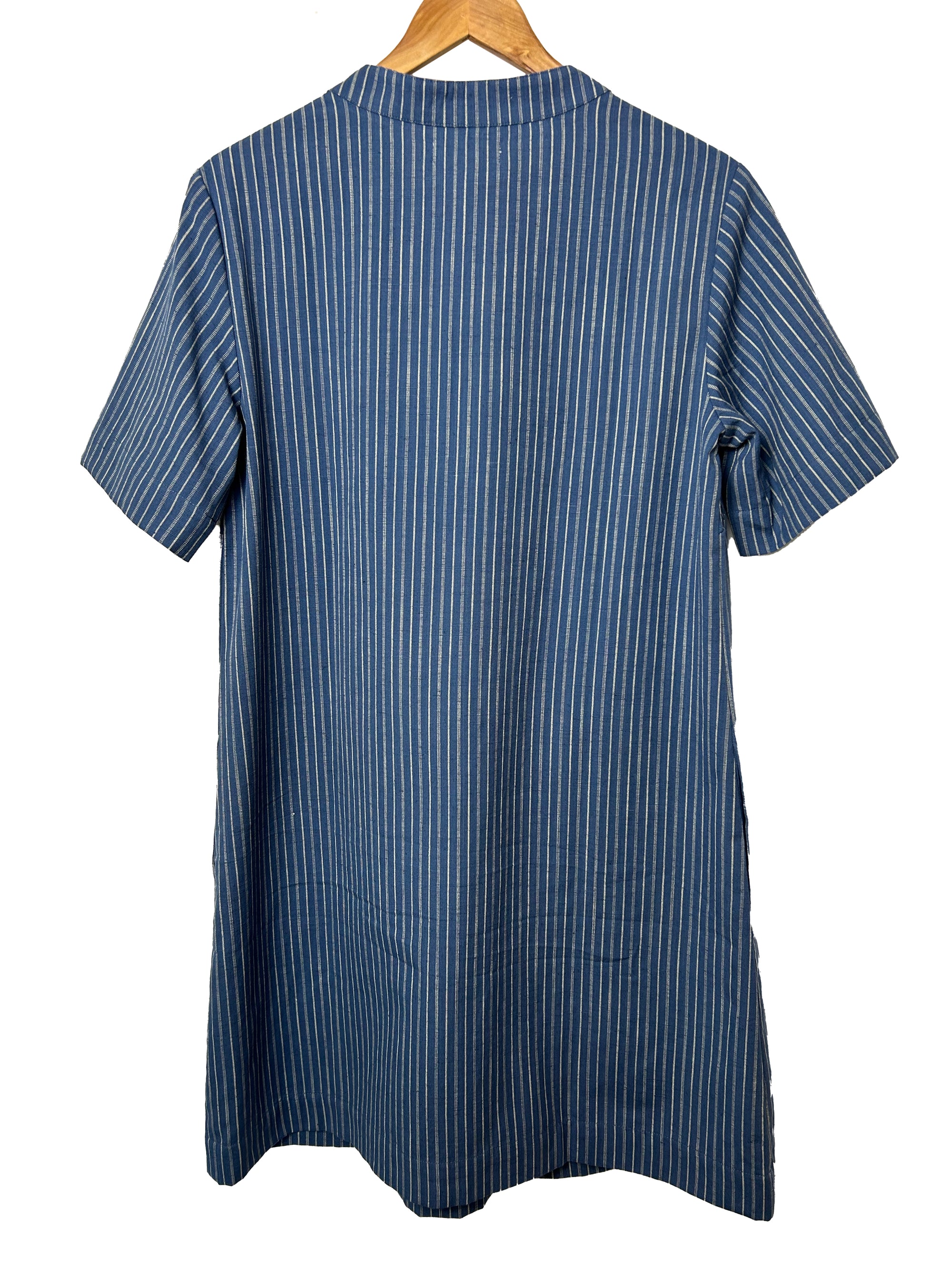BIBICO Wren Pull on Dress in Cotton and Linen Stripe