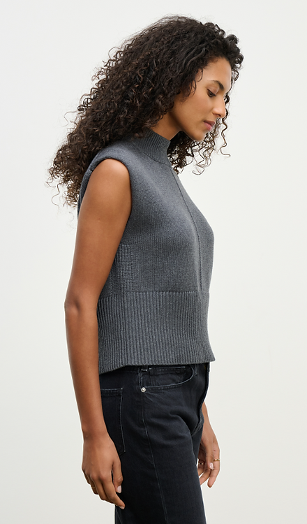 Velvet by Graham & Spencer Electra Mock Neck Sleeveless Top HEather Grey