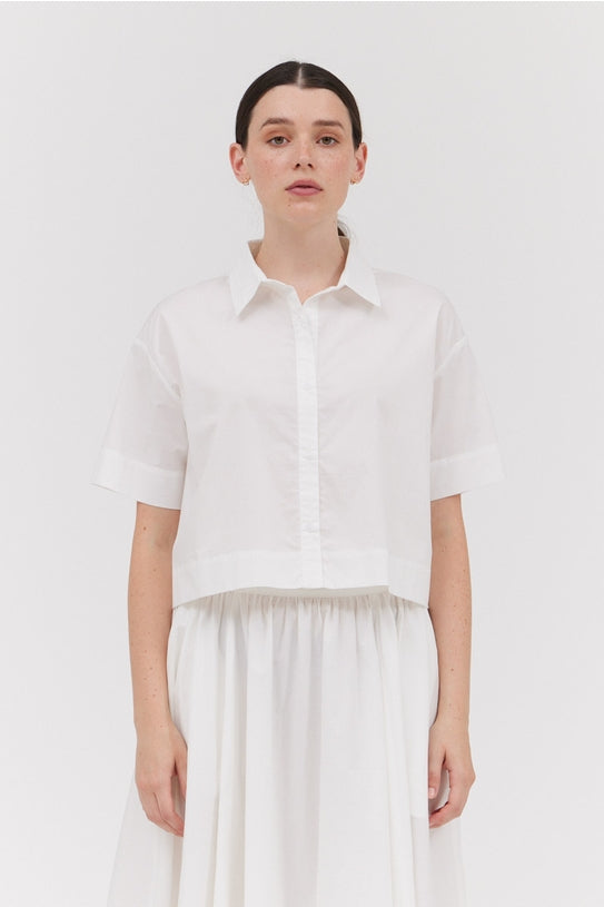 NYLAND Ren Short Sleeve Crop Shirt Off White