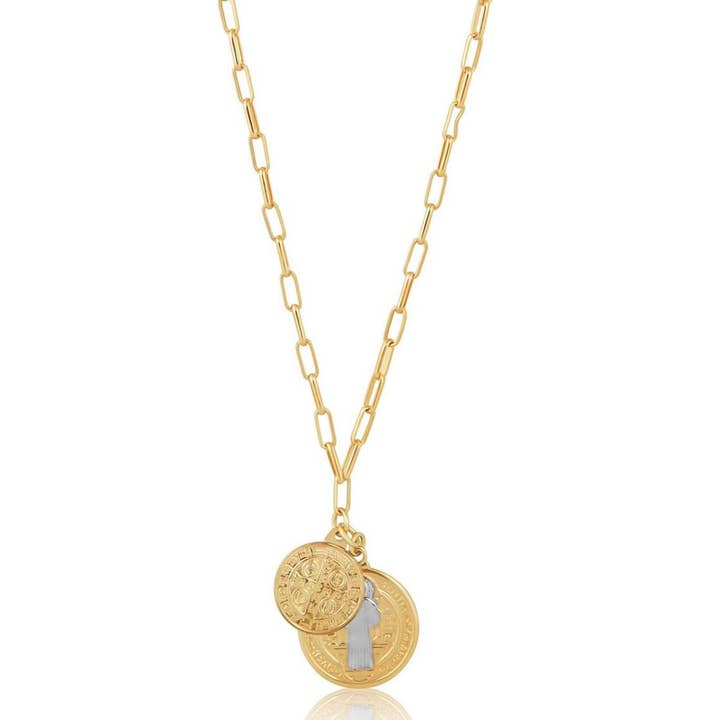 SAHIRA Saint Ii - St. Benedict Coin Necklace - 20&quot;