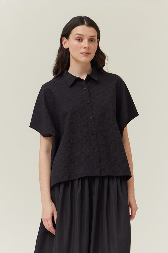 NYLAND Ruth Seersucker Box Shirt Black