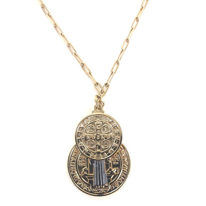 SAHIRA Saint Ii - St. Benedict Coin Necklace - 20&quot;
