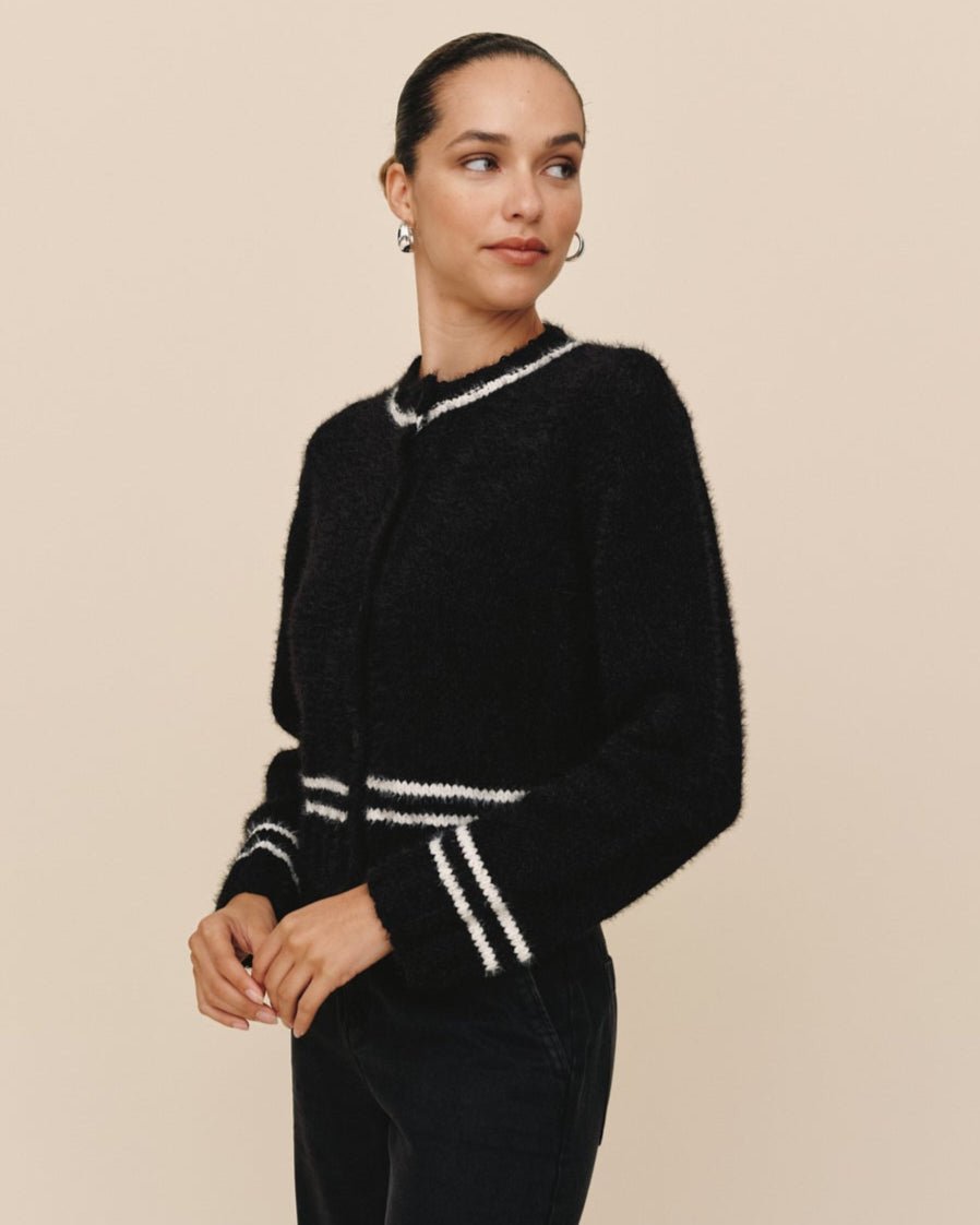 Bella Dahl Contrast Stripe Cardigan Black
