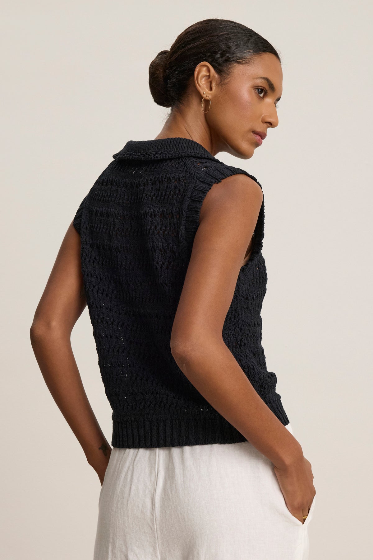 Velvet by Graham & Spencer Renee Crochet Vest Black