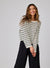 Bella Dahl Crew Neck Sweater in Ivory/Black Stripe