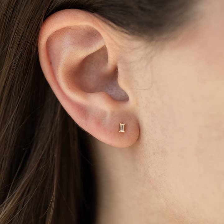 The Land of Salt Dara Clear CZ Baguette Stud Earrings