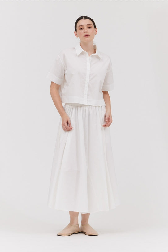 NYLAND Ren Short Sleeve Crop Shirt Off White