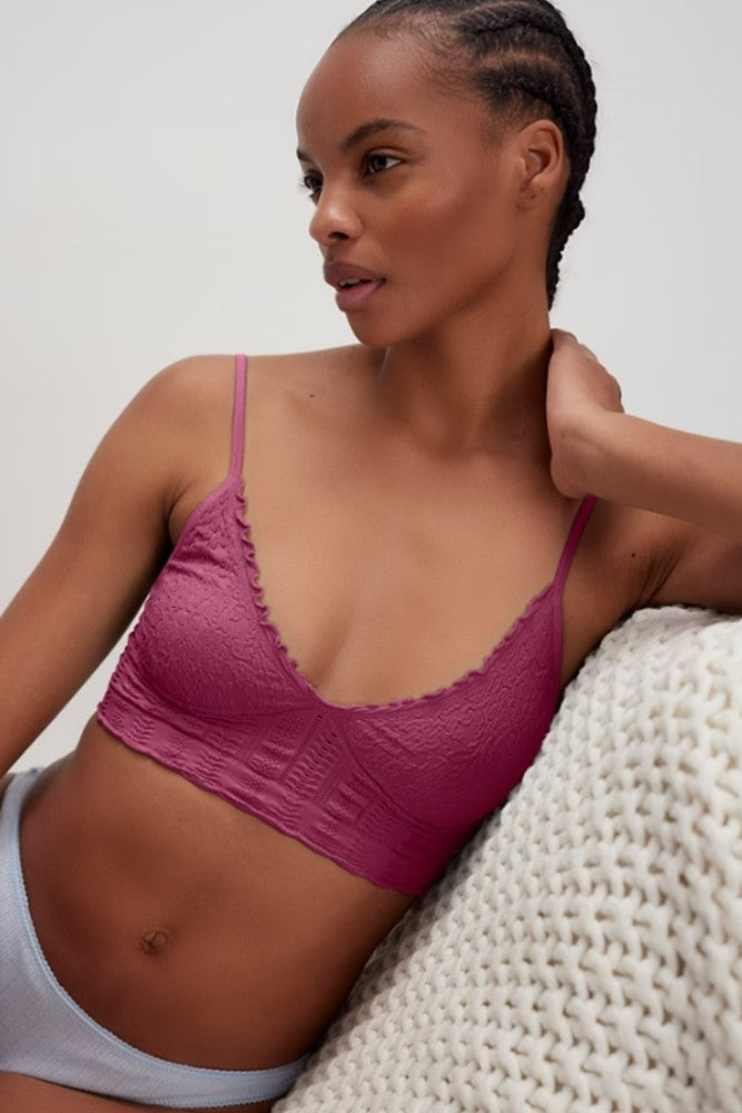 Free People Heirloom Seamless Bralette Dreamy Mulberry