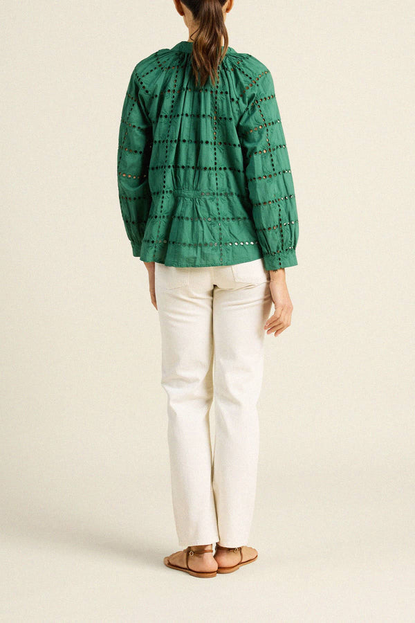 Birds of Paradis by Trovata Mena Blouse in Emerald Eyelet