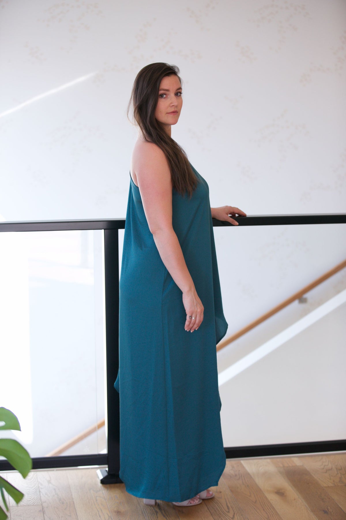 NYLAND Phoenix One Shoulder Maxi Dress Hunter Green