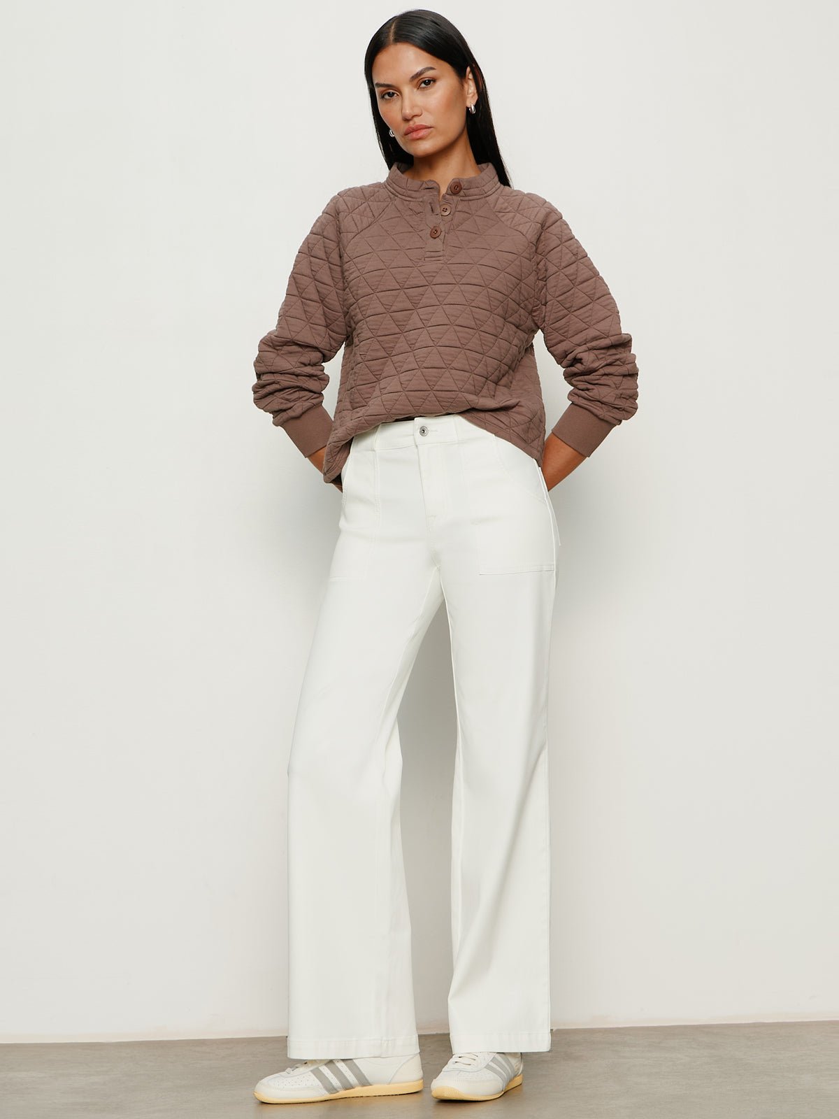 Sanctuary Quilted Button Popover Morel