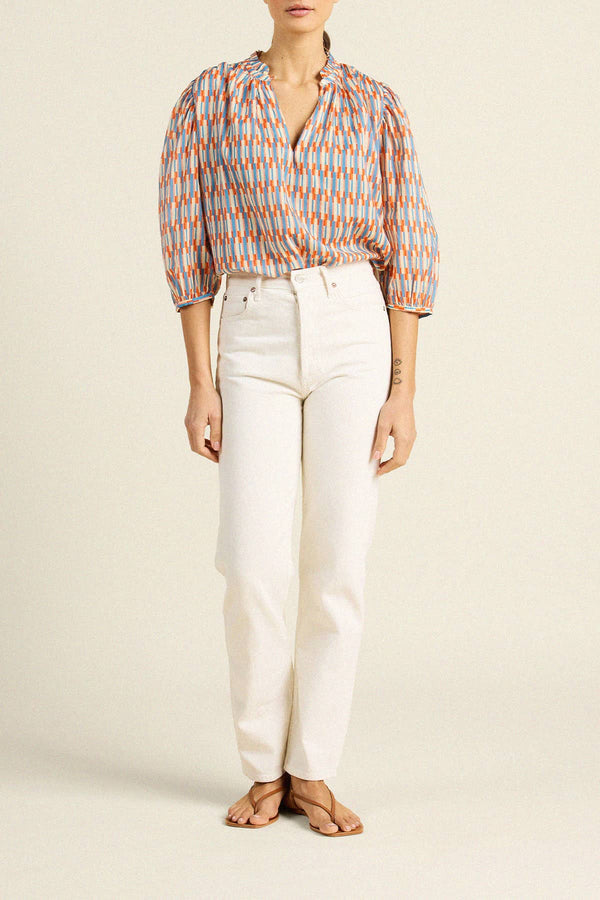 Birds of Paradis by Trovata Orly Blouse in Retro Grid