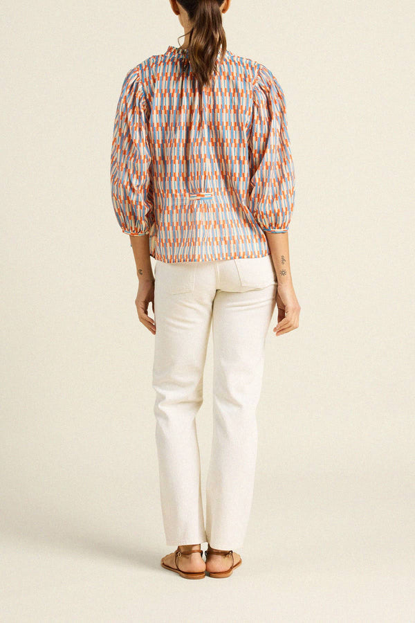 Birds of Paradis by Trovata Orly Blouse in Retro Grid