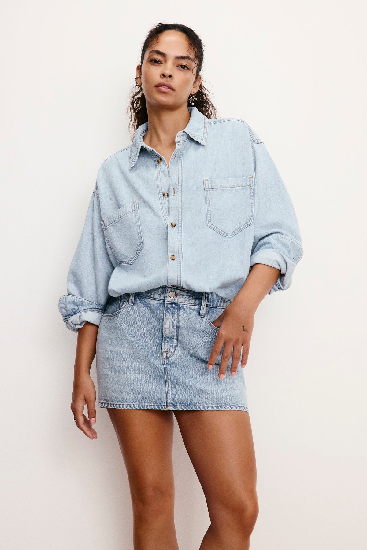 Good American Denim Shirt Dress Indigo 795