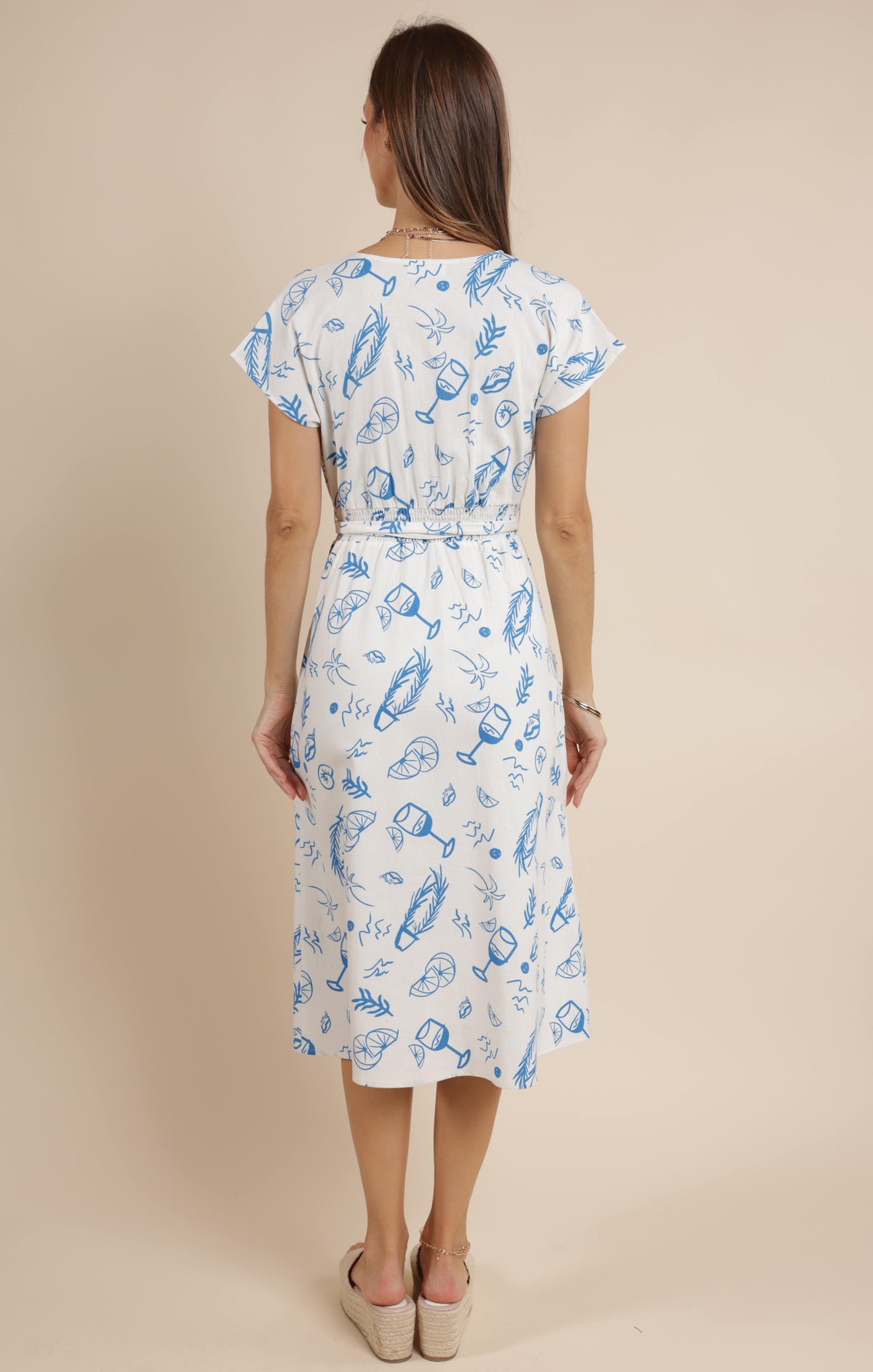 SAGE THE LABEL Citrus Splash Surplice Belted Midi Dress