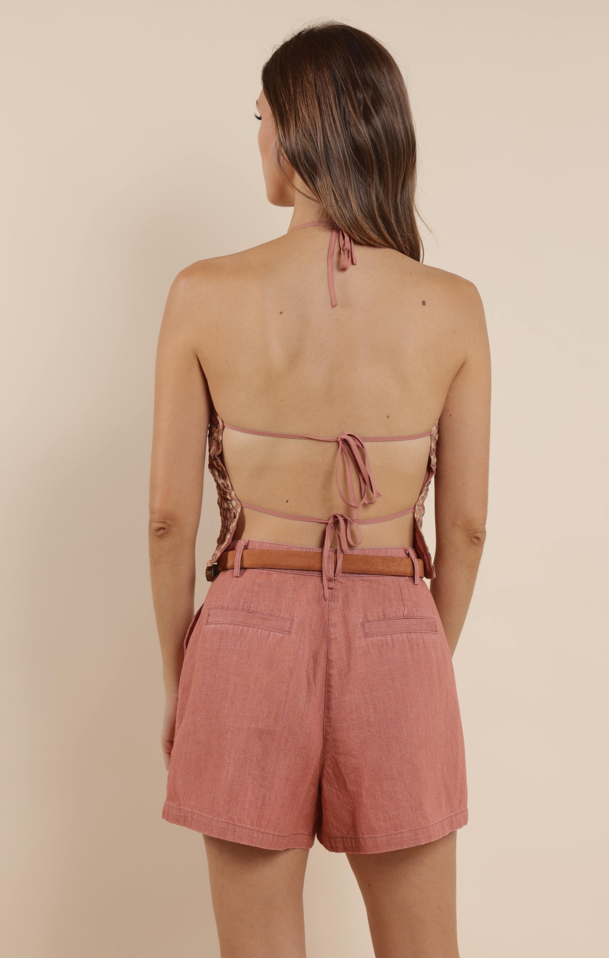 SAGE THE LABEL Tan Lines Open Back Halter Top