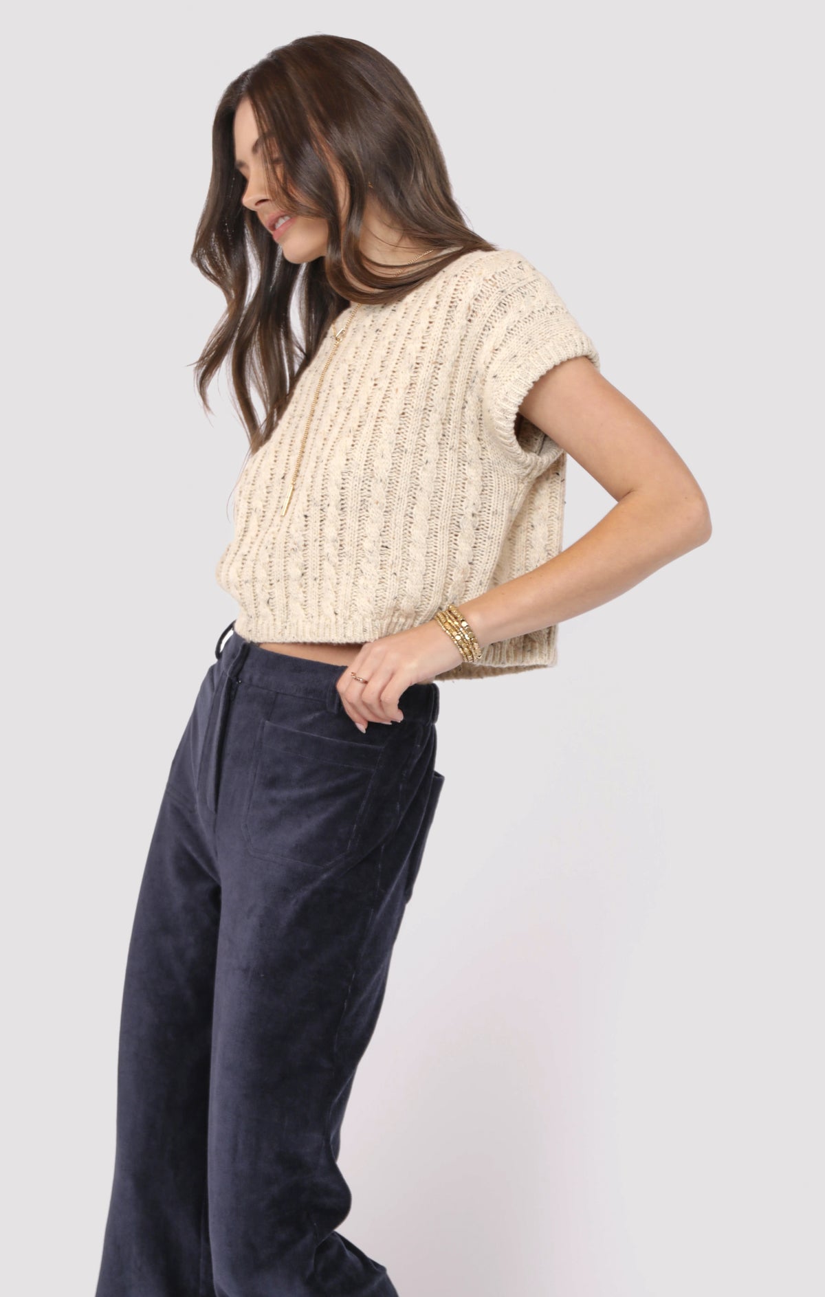 Sadie &amp; Sage Effortless Cable Knit Sweater Tank