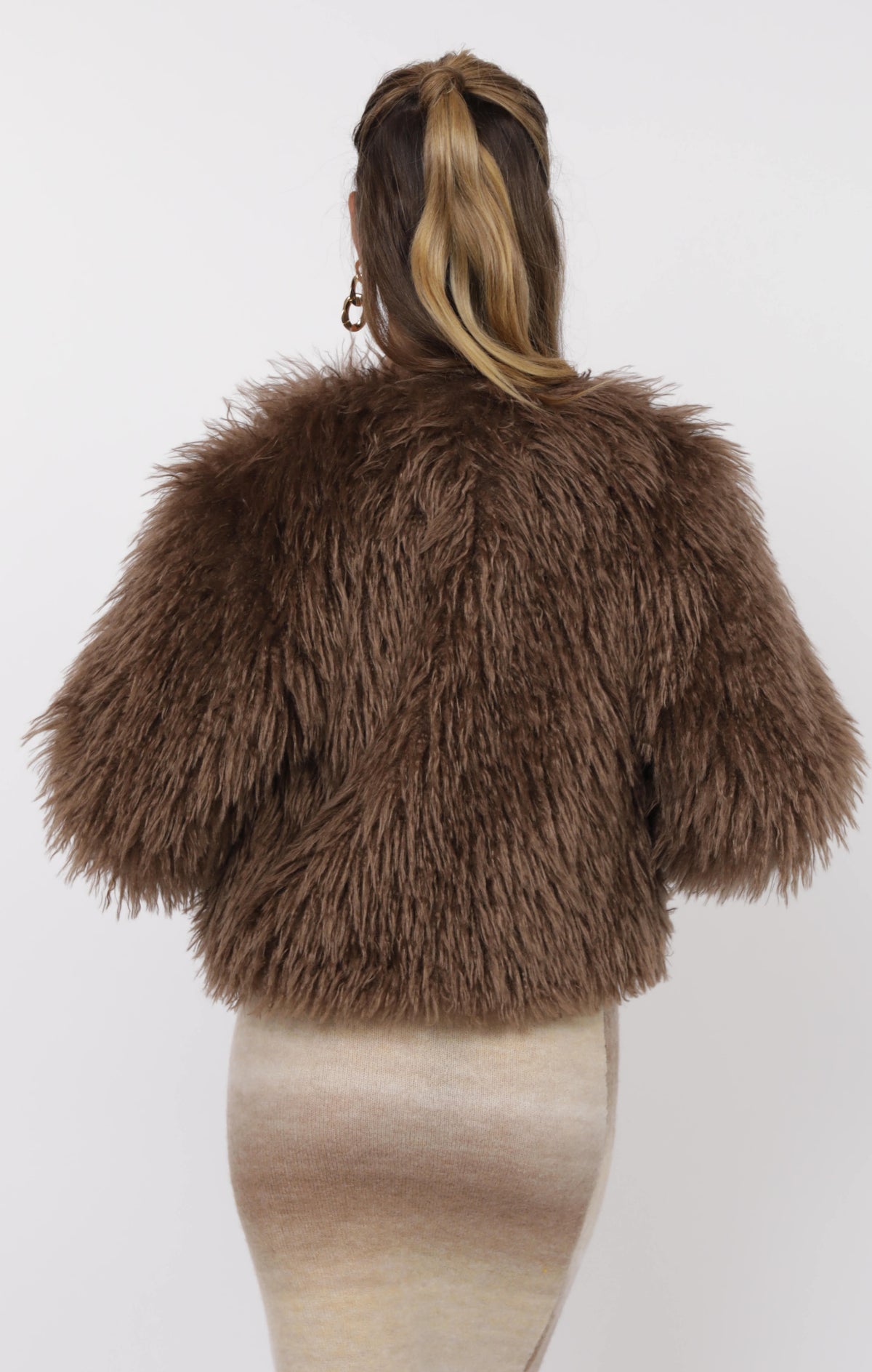 SAGE THE LABEL Deep Woods Cropped Vegan Fur Jacket