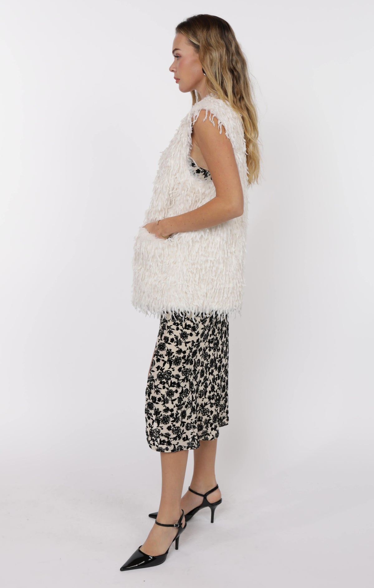 SAGE THE LABEL Trailblazer Fringe Fur Long Vest