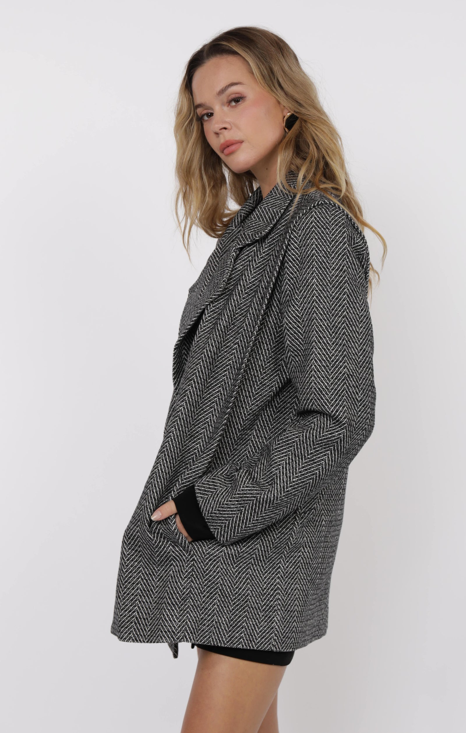 SAGE THE LABEL Femme Energy Shoulder Pleat Oversized Blazer Coat