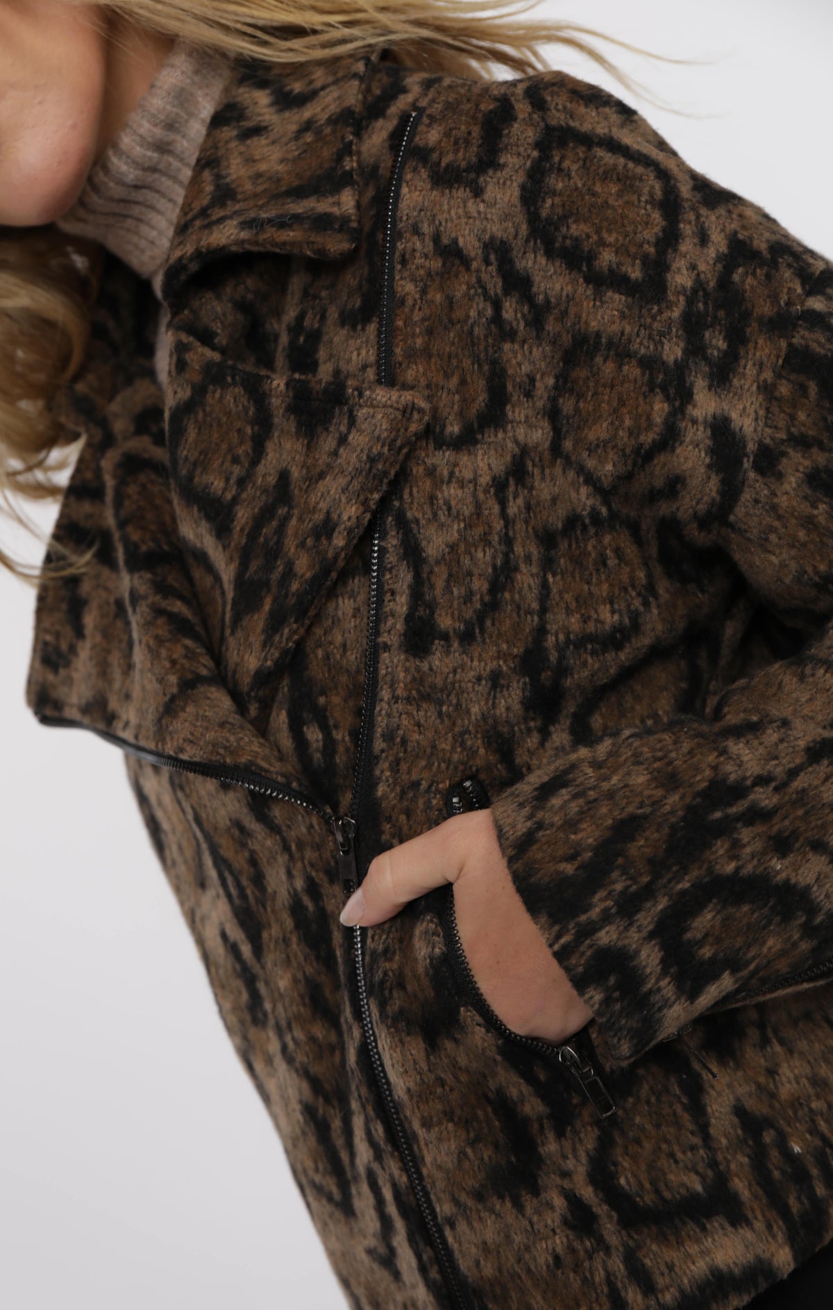 SAGE THE LABEL Strada Brushed Vegan Leopard Oversized Jacket