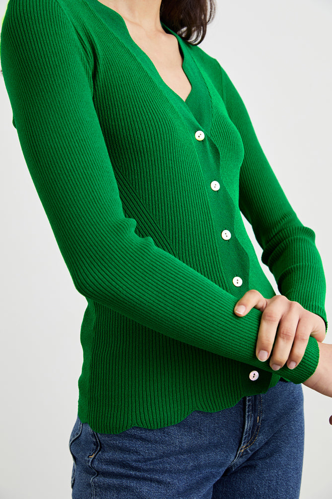 Rails Dita Button Front Knit Top Kelly Green