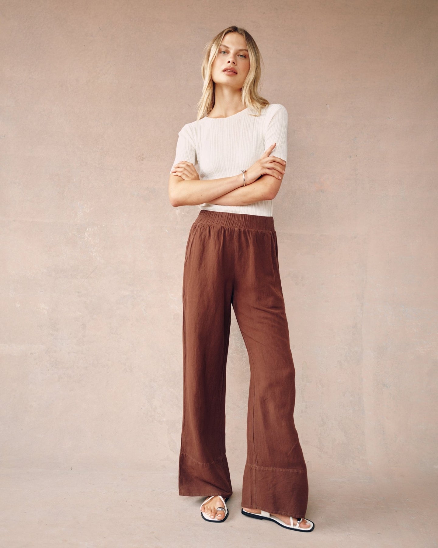 Bella Dahl Wide Leg Pant in Henna Brown