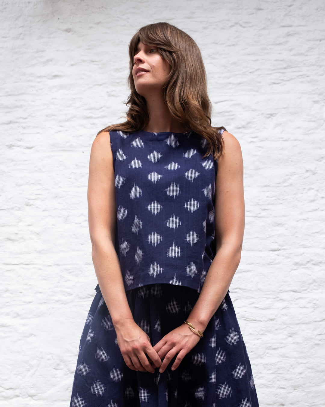 BIBICO Pippa Sleeveless Top in Dot Indigo