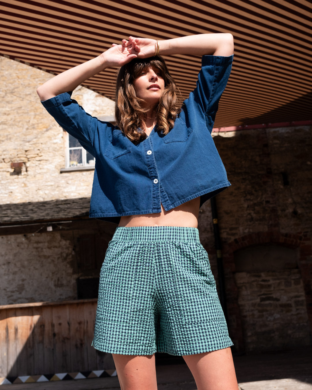 BIBICO Ava Oversized Blouse in Textured Denim