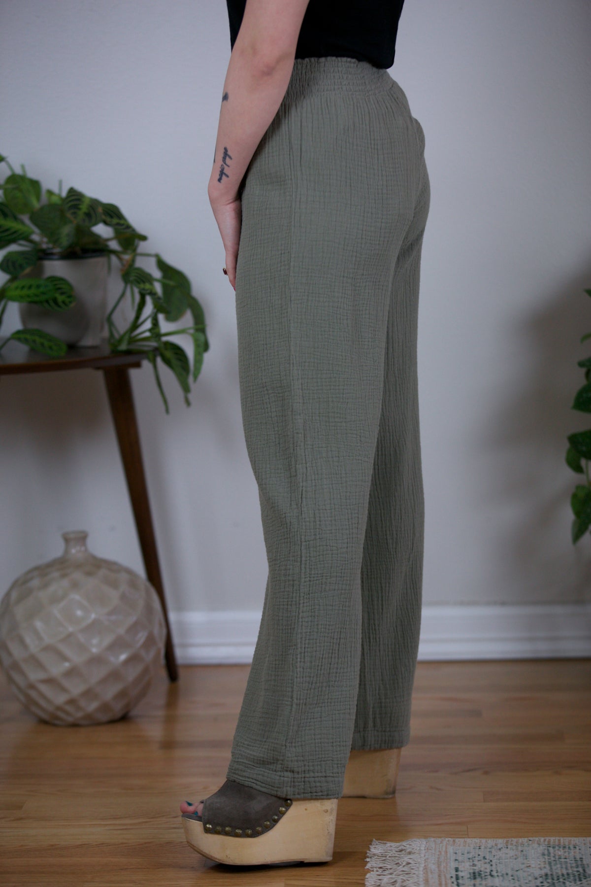 Bobi Smocked Waist Wide Leg Pant