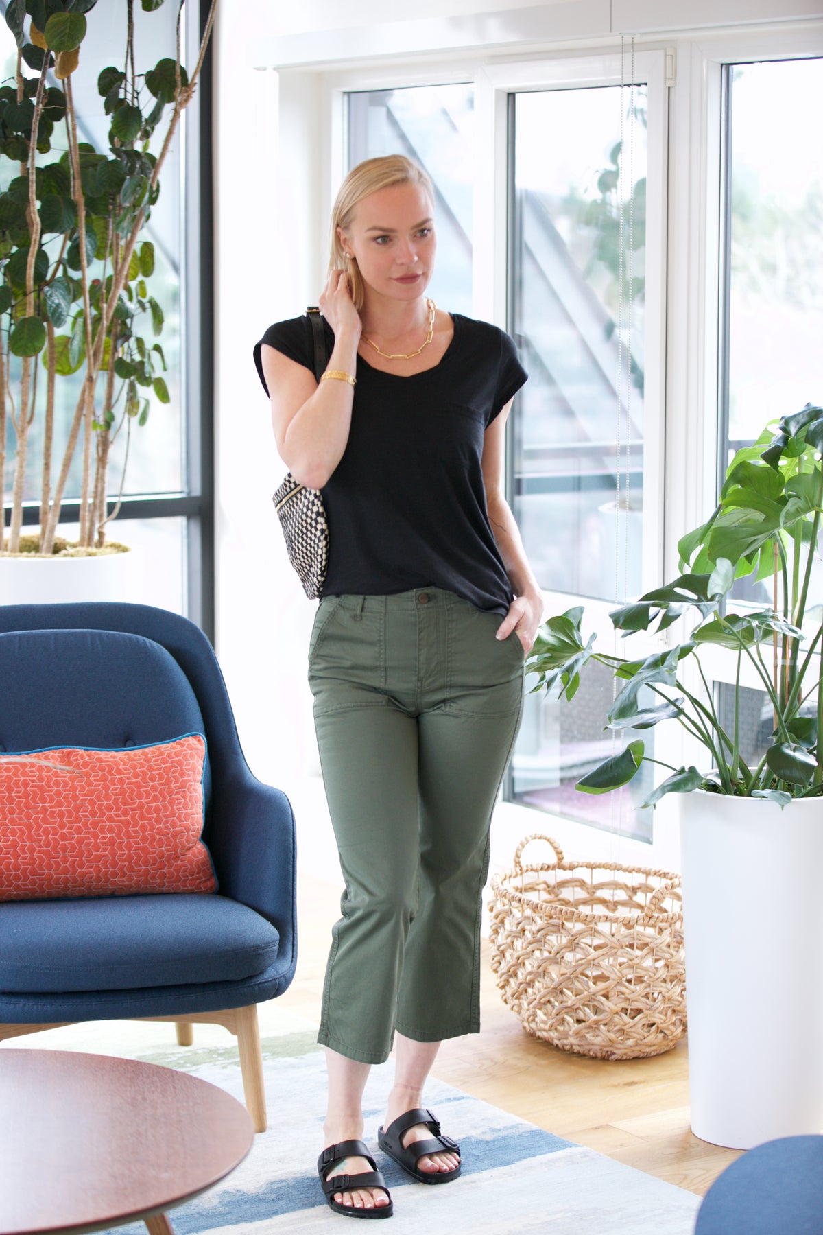 Clare V. Woven Checker Grande Fanny