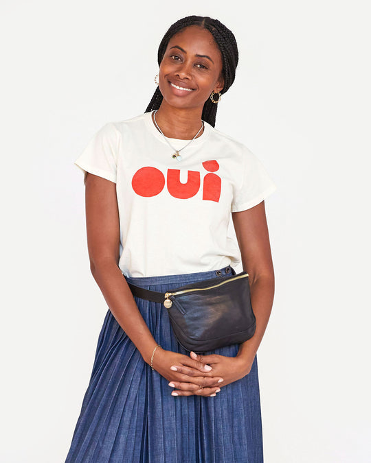 Clare V. Oui Classic Tee cream bright poppy