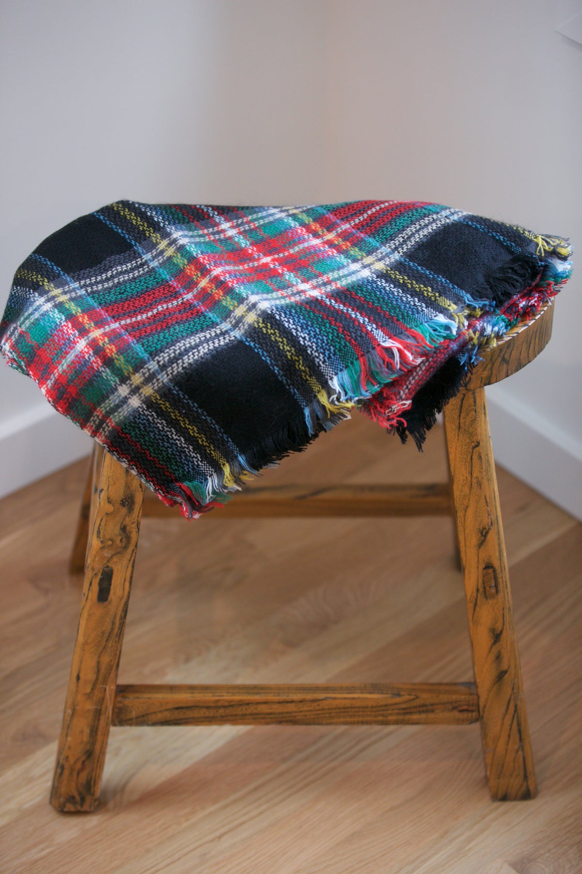 ADORN Frayed Edge Plaid Scarf