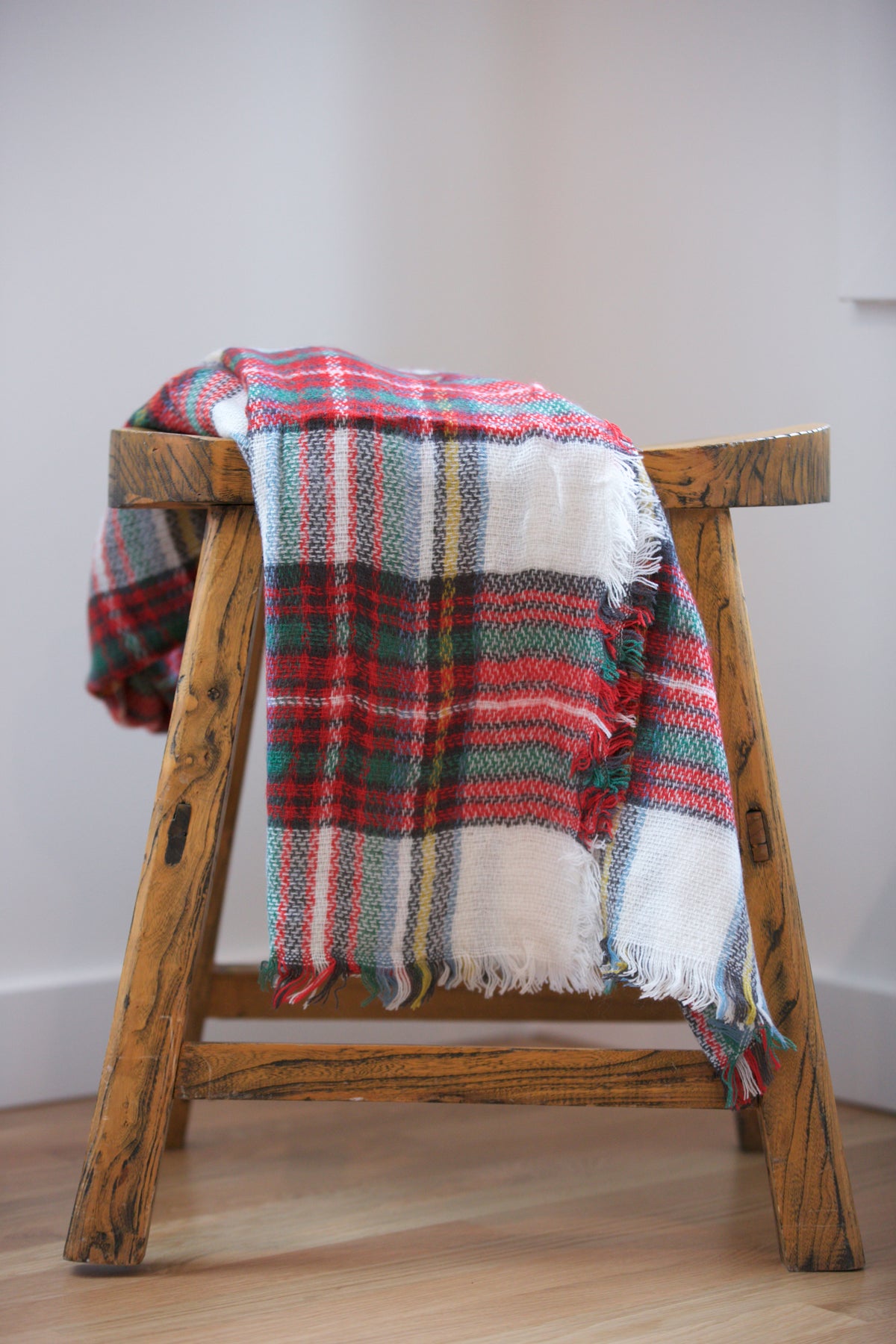 ADORN Frayed Edge Plaid Scarf