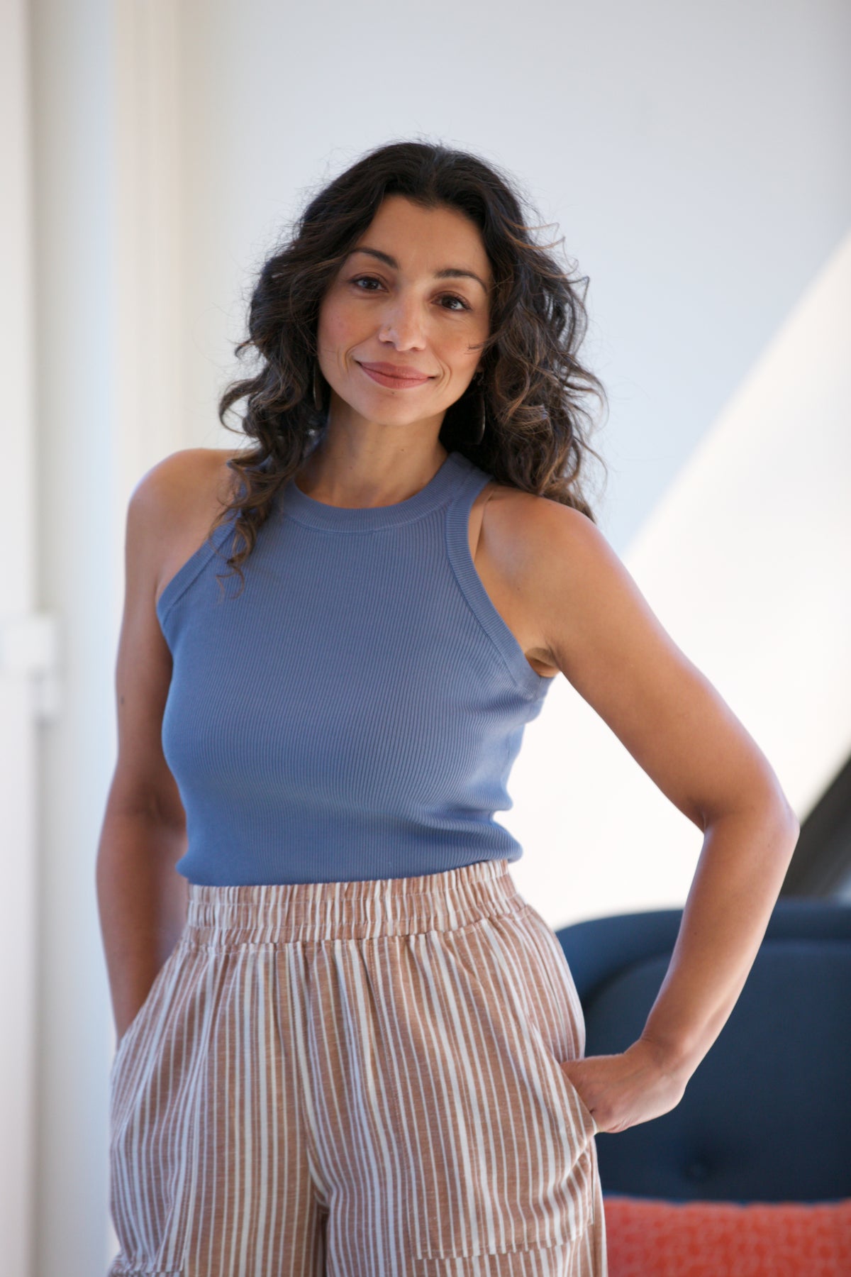 NYLAND Tara Ribbed Tank Denim Blue