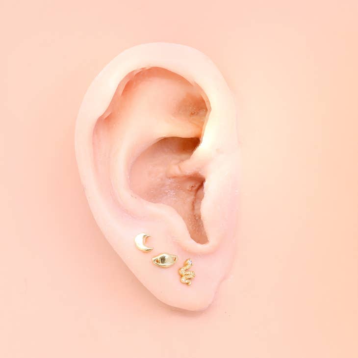 The Land of Salt Moon Stud Earrings Gold