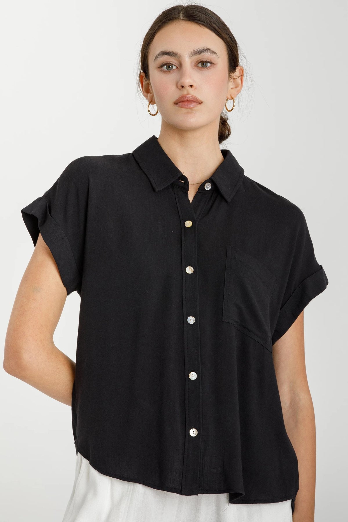 NYLAND Blaine SS Pocket Button Down Black