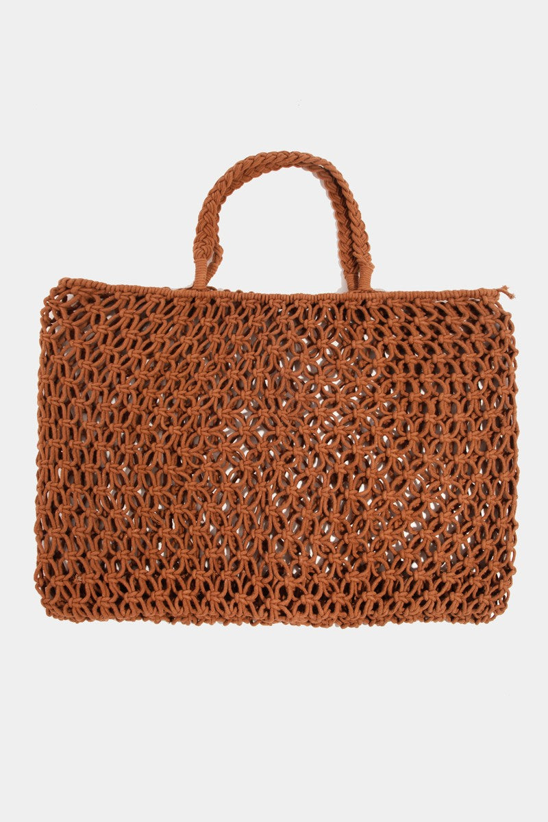 NYLAND Braided Square Tote Bag Brown