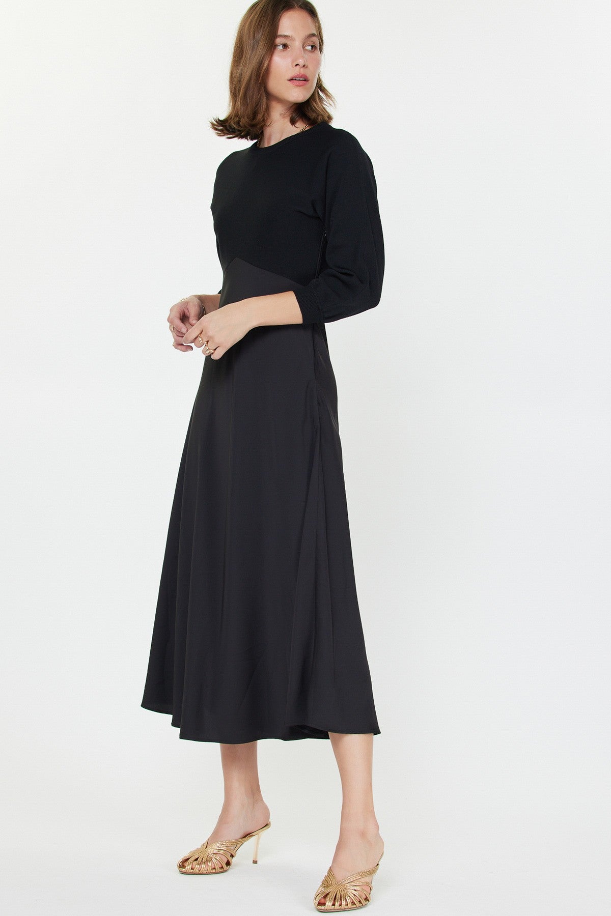 NYLAND Kehlani Sweater Mixed Media Midi Dress