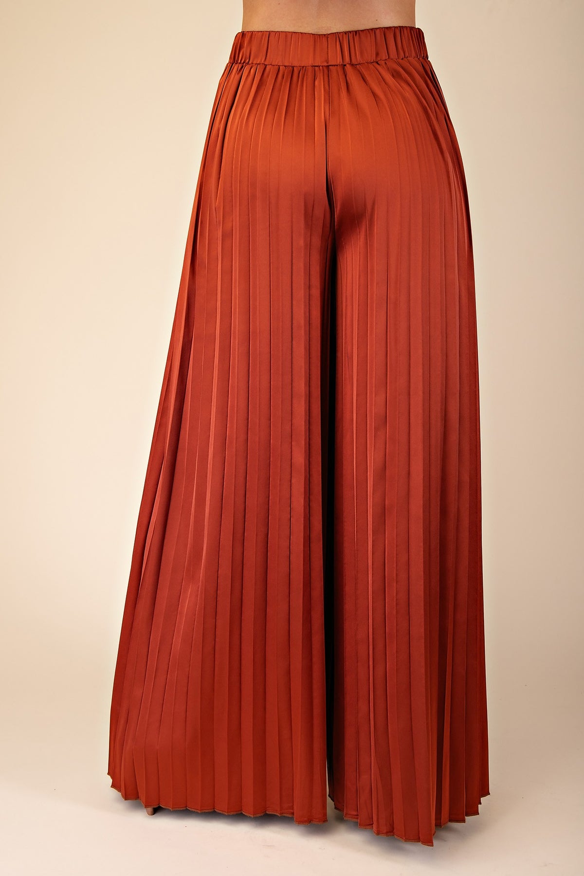 NYLAND Reese Pleats Pants w/ Elastic Waist Rust