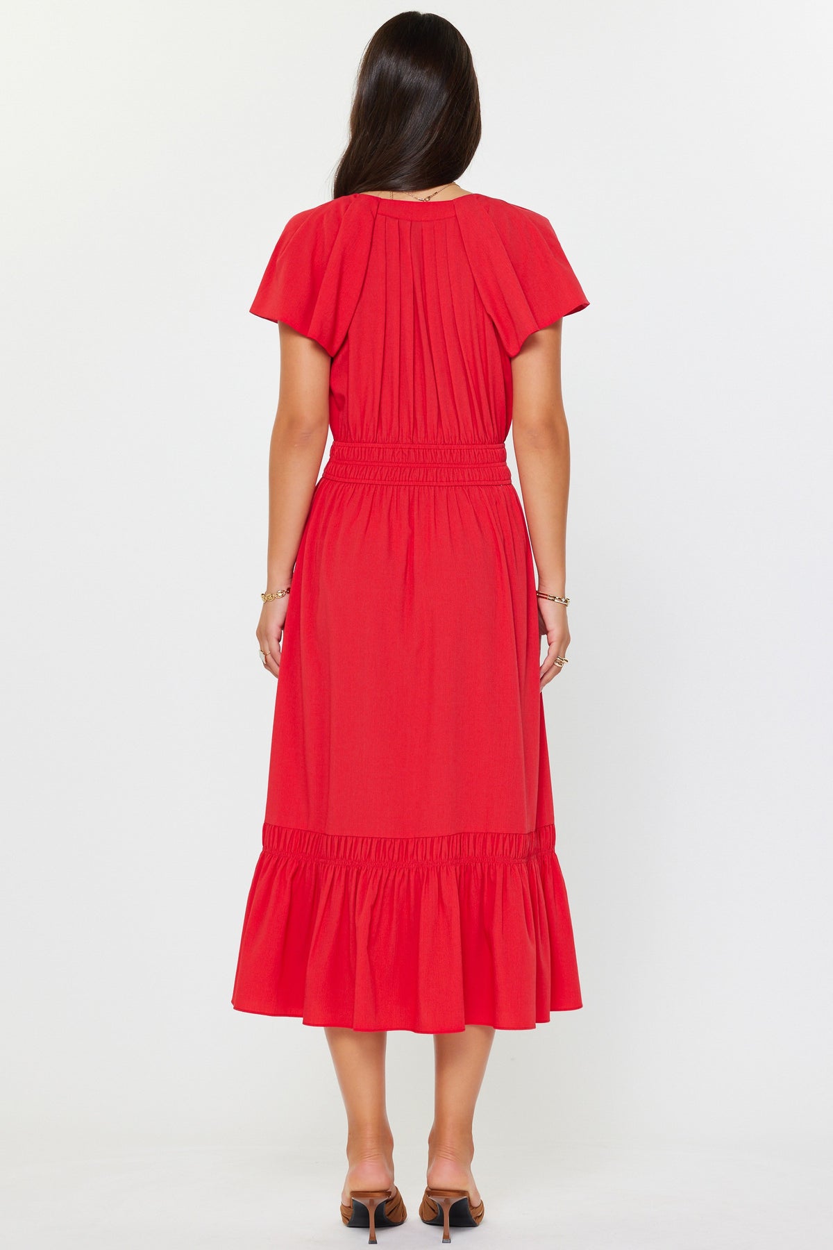 NYLAND Rosa Pleated Split Neck Dress