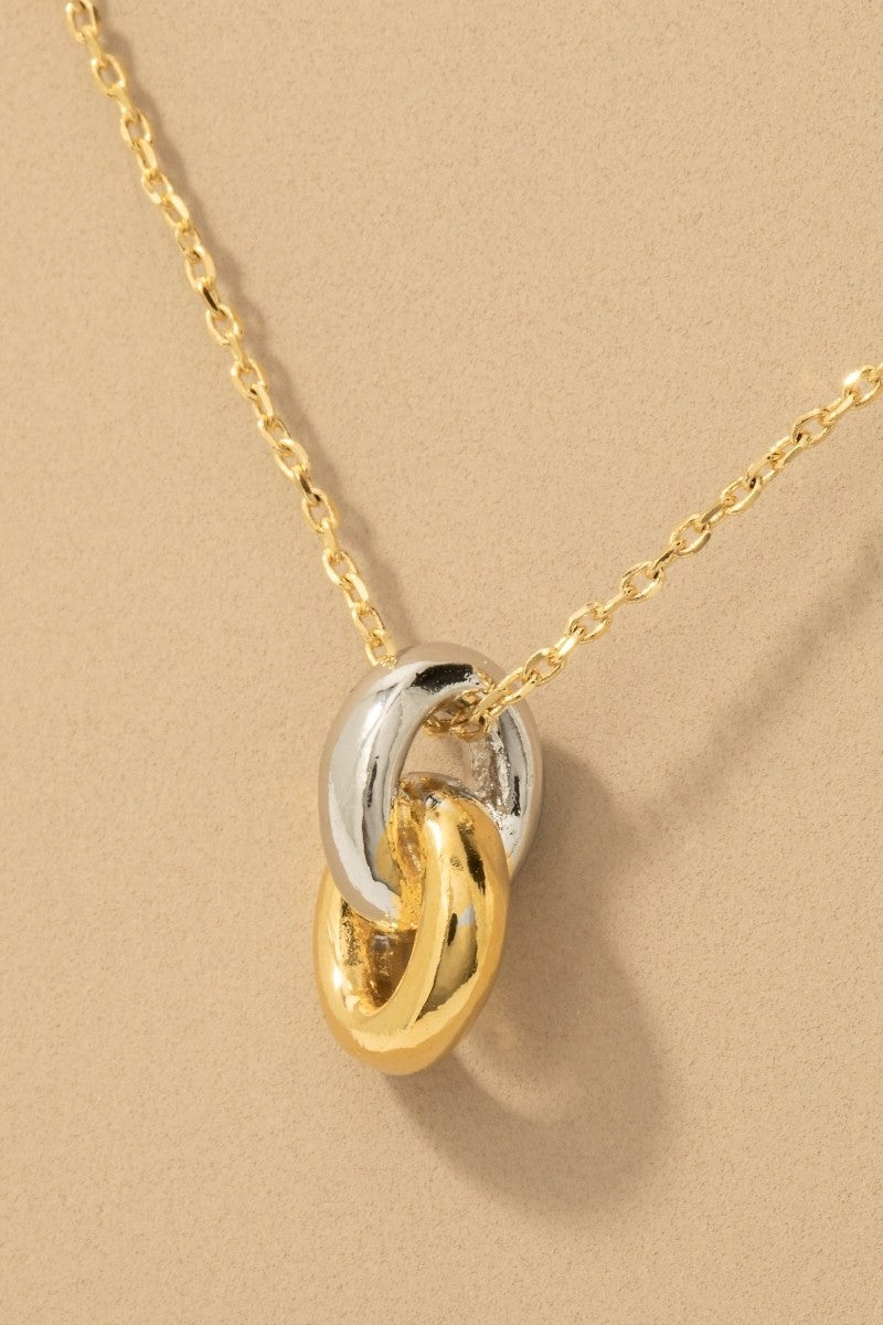 NYLAND Gold Dipped Two Tone Ring Link Pendant Necklace