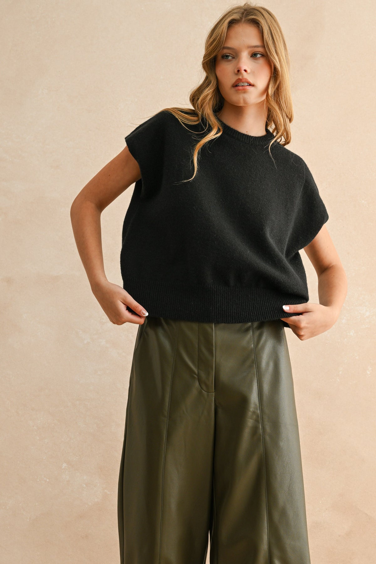 NYLAND Darcy Loose Fit SS Sweater Top Black