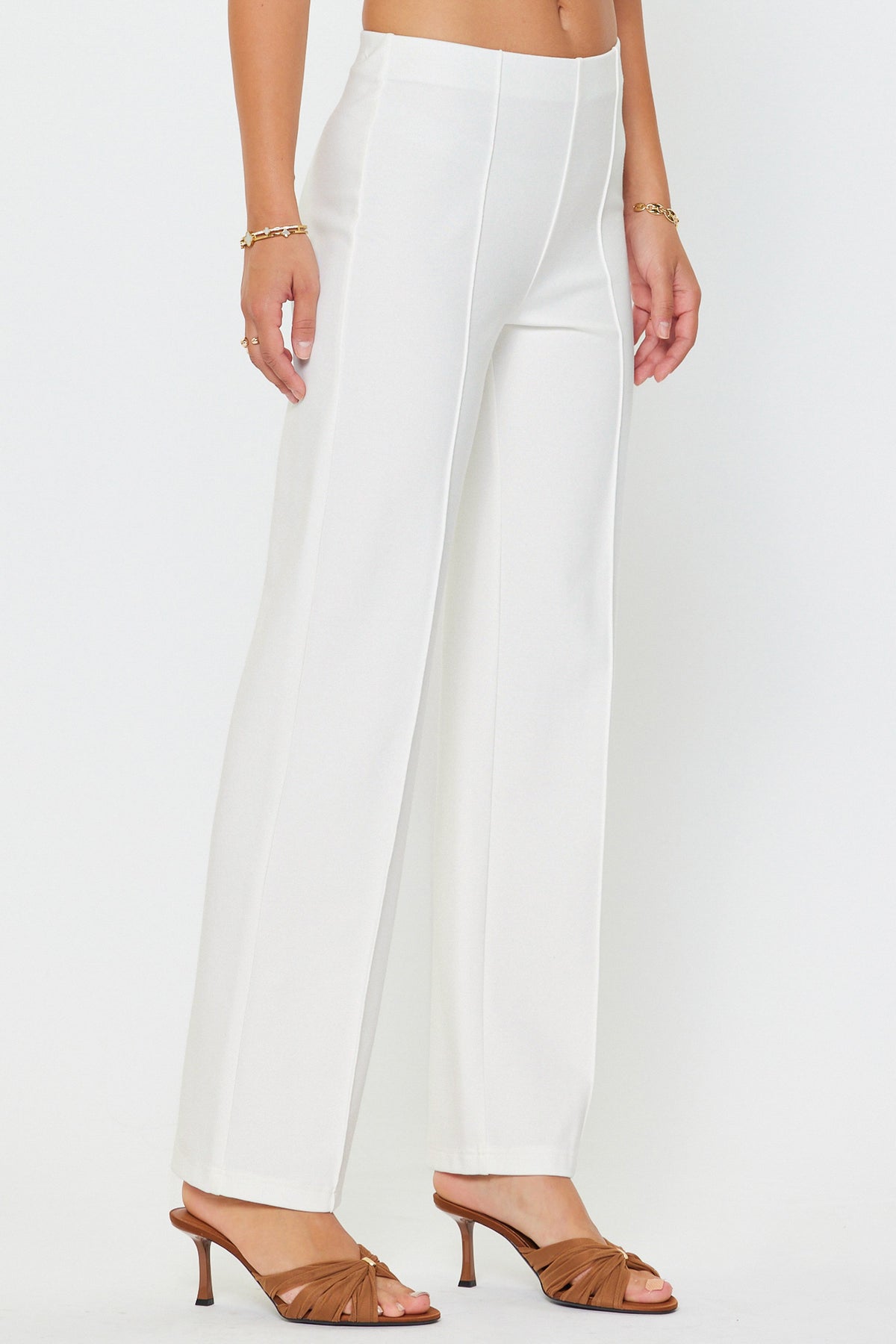 NYLAND Jenna Casual Straight Leg Stretch Pant Off White