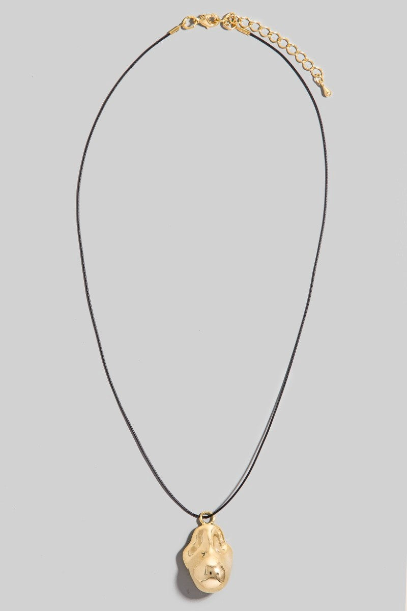 NYLAND Irregular Shape Metallic Pendant Dainty Cord Necklace