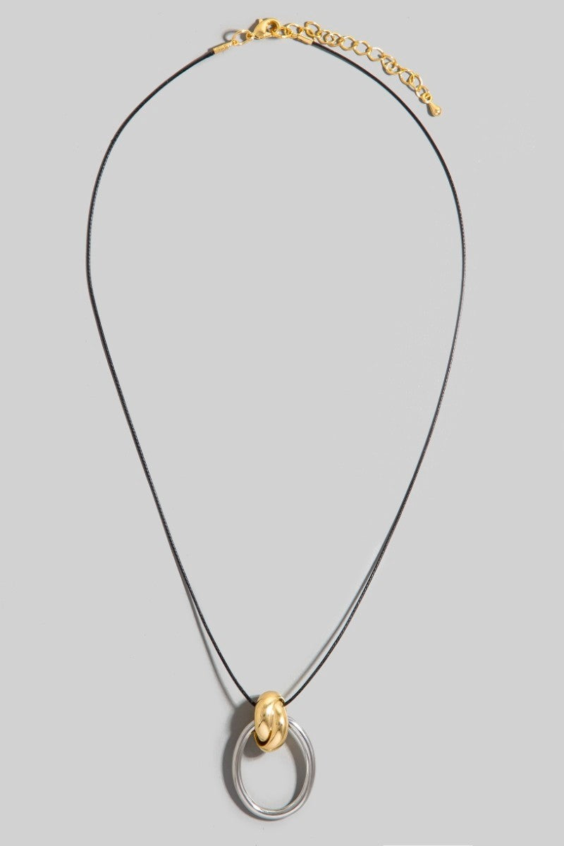 NYLAND Metallic Oval Hoop Pendant Dainty Cord Necklace