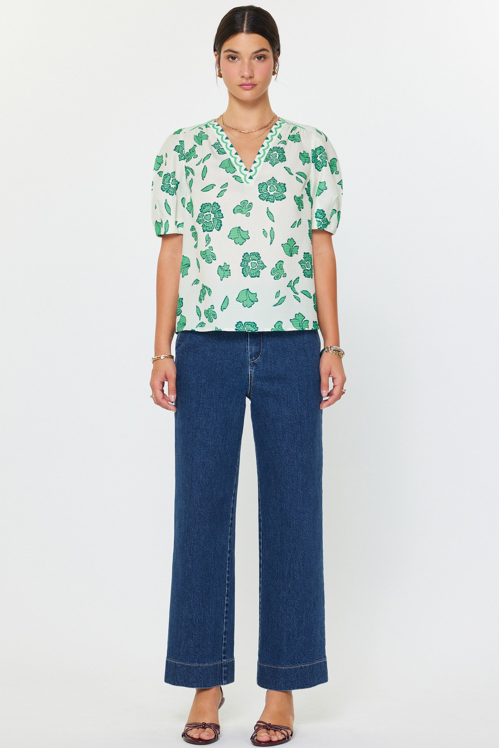 NYLAND Zahira Floral Printed V-Neck Blouse