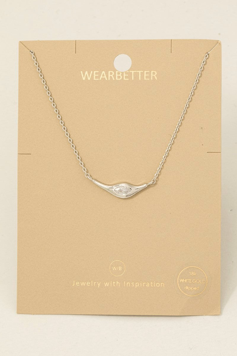 NYLAND Long Ornate Cz Stud Pendant Necklace