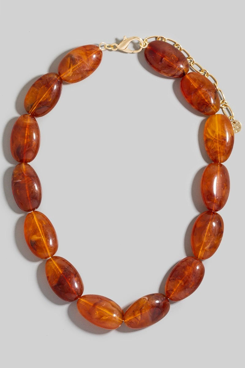 DEON Faye Oval Beads Necklace Tomato
